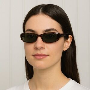 Razza Sunglasses Brown Frame Oval Wrap Style UV Protection Shades